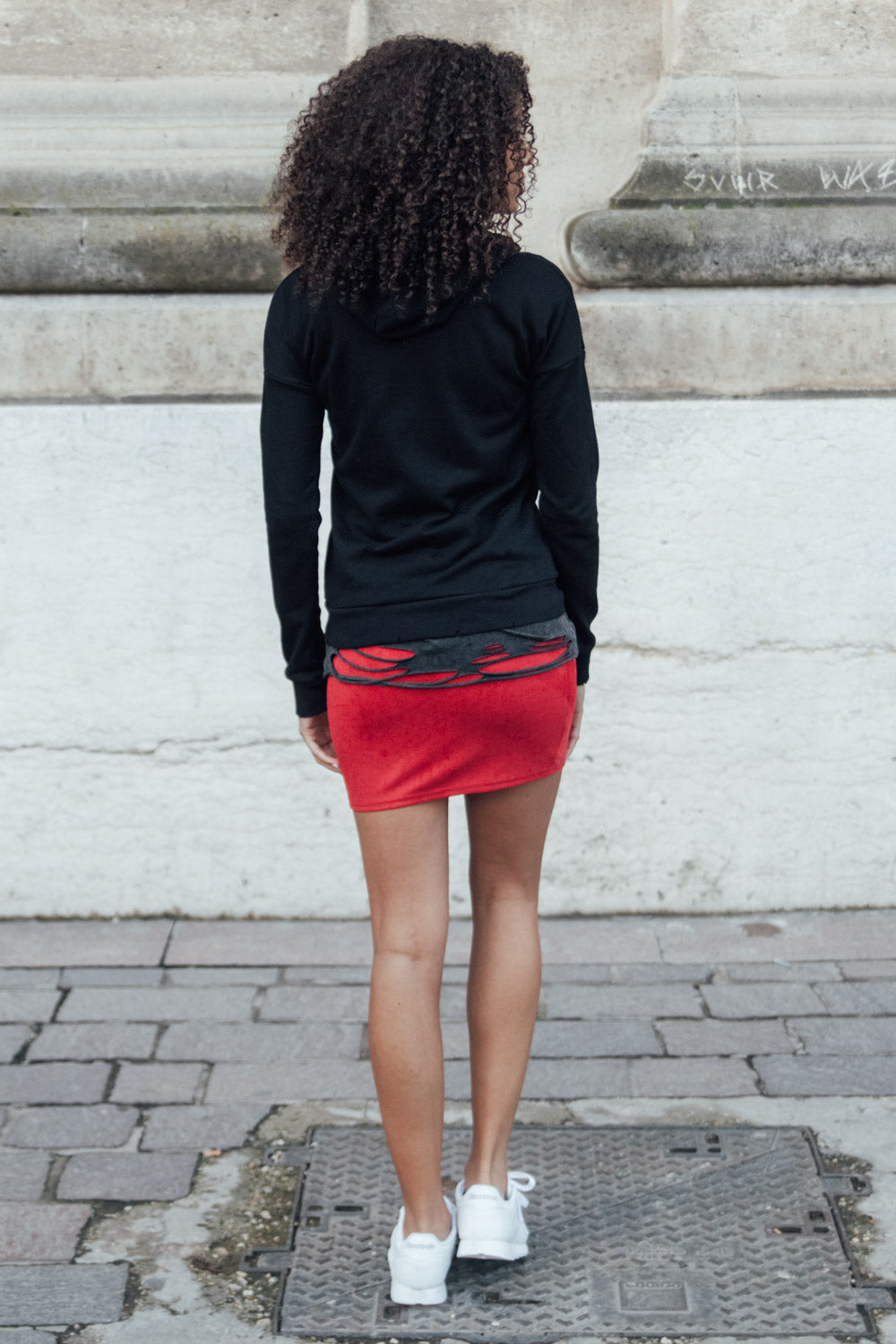 Sixth June - Sweat-shirt Parisiennes destroy noir W2367CS