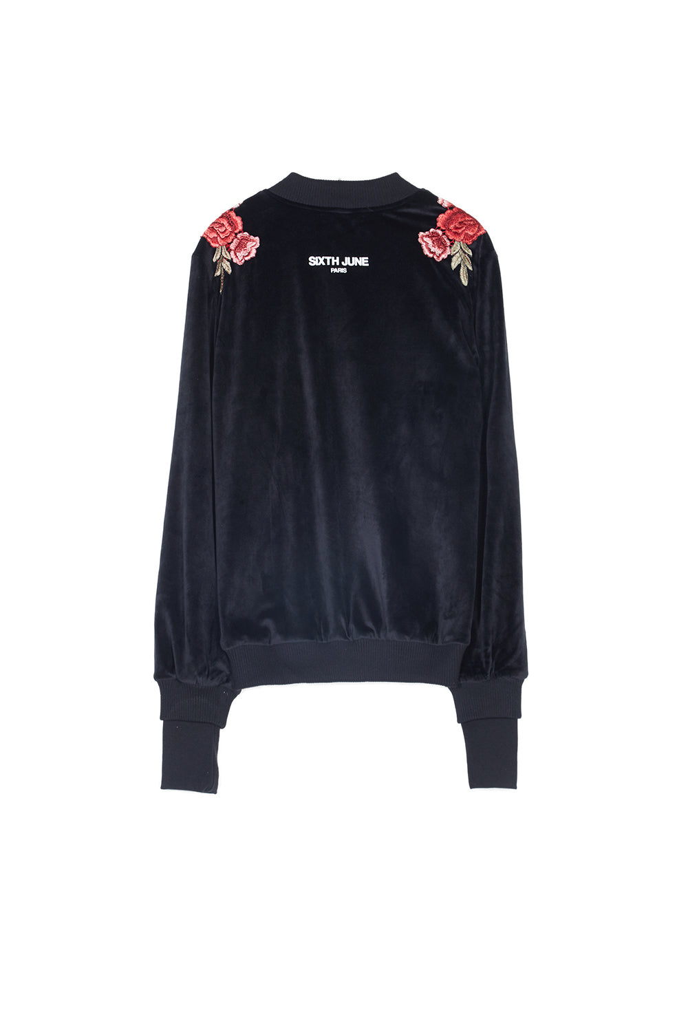 Sixth June - Veste velours broderie roses noir
