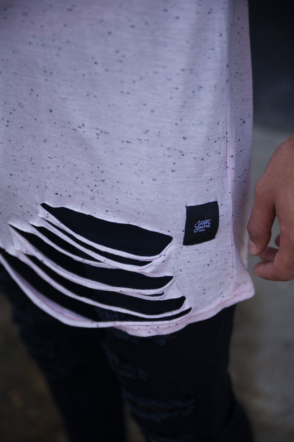 Sixth June - T-shirt oversize moucheté destroy rose M2222VTS