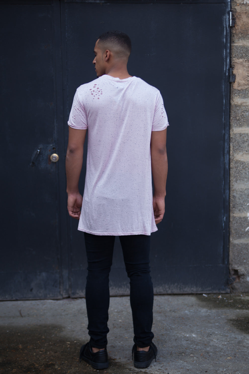 Sixth June - T-shirt oversize moucheté destroy rose M2222VTS