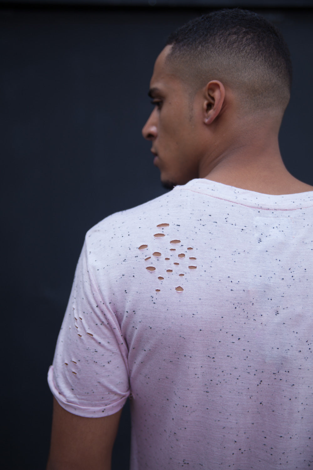 Sixth June - T-shirt oversize moucheté destroy rose M2222VTS