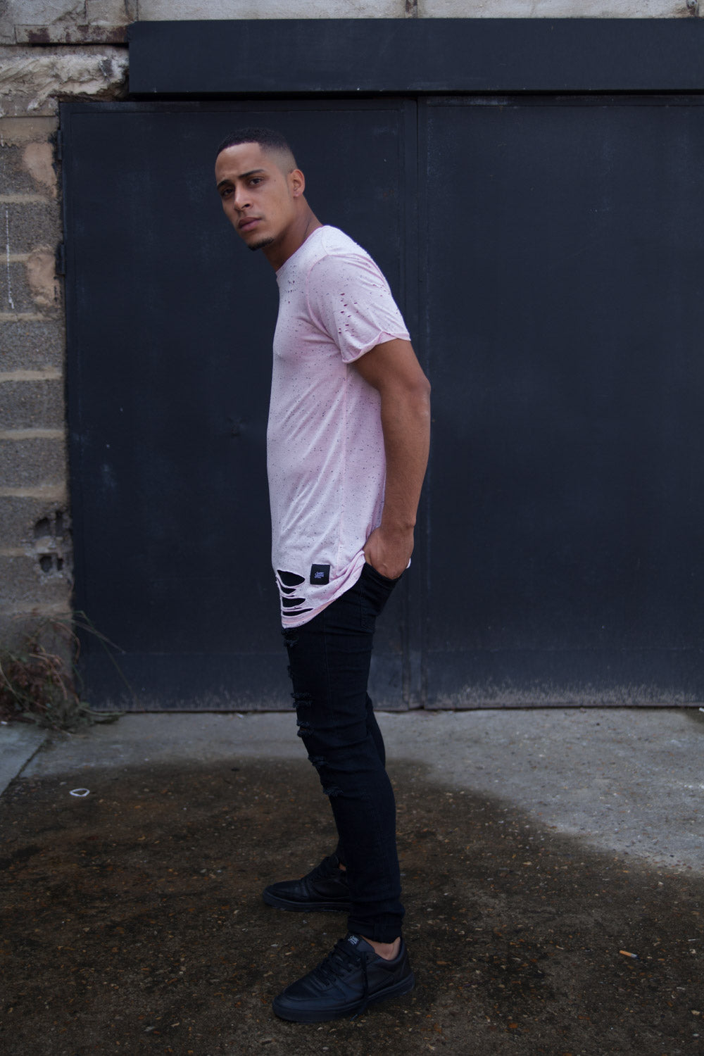 Sixth June - T-shirt oversize moucheté destroy rose M2222VTS