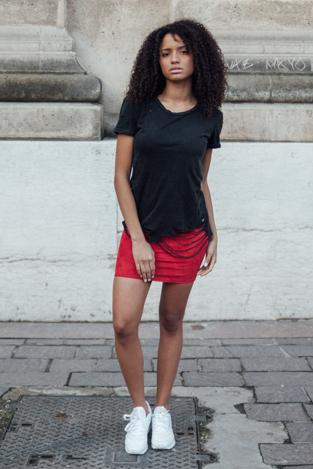 Sixth June - T-shirt destroy Femme noir W2370VTS