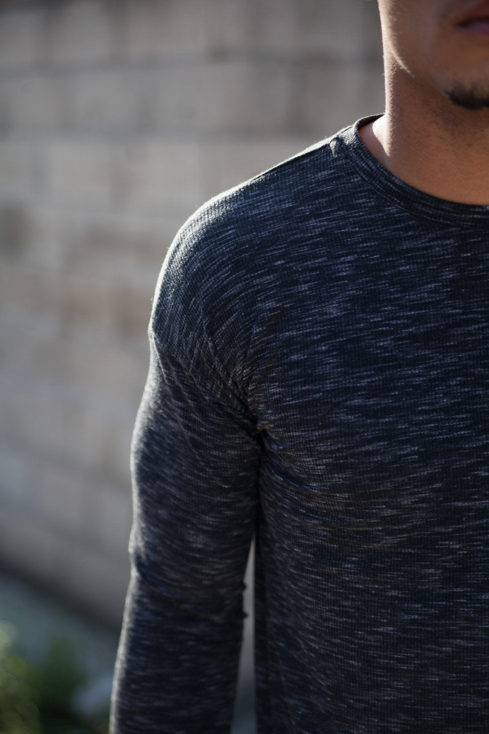 T-shirt long manches longues chiné noir M2316CTL