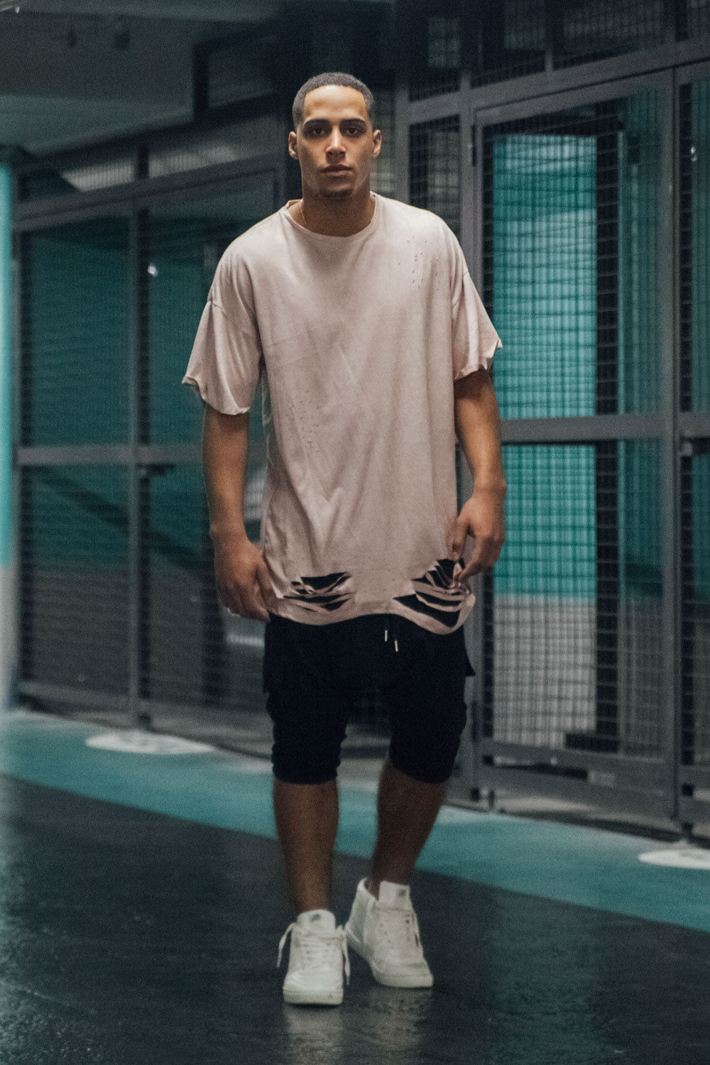 Sixth June - T-shirt suédé destroy rose M2436VTS