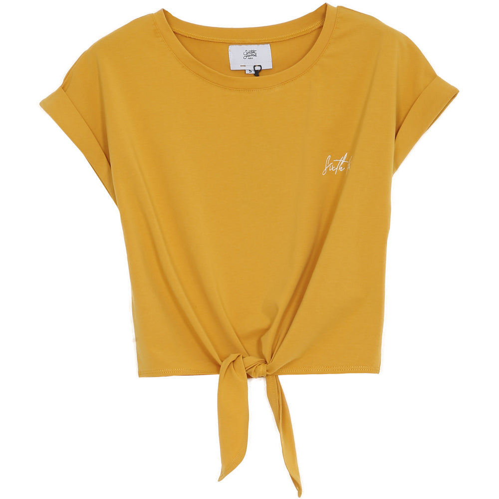 Sixth June - T-shirt noué logo signature moutarde